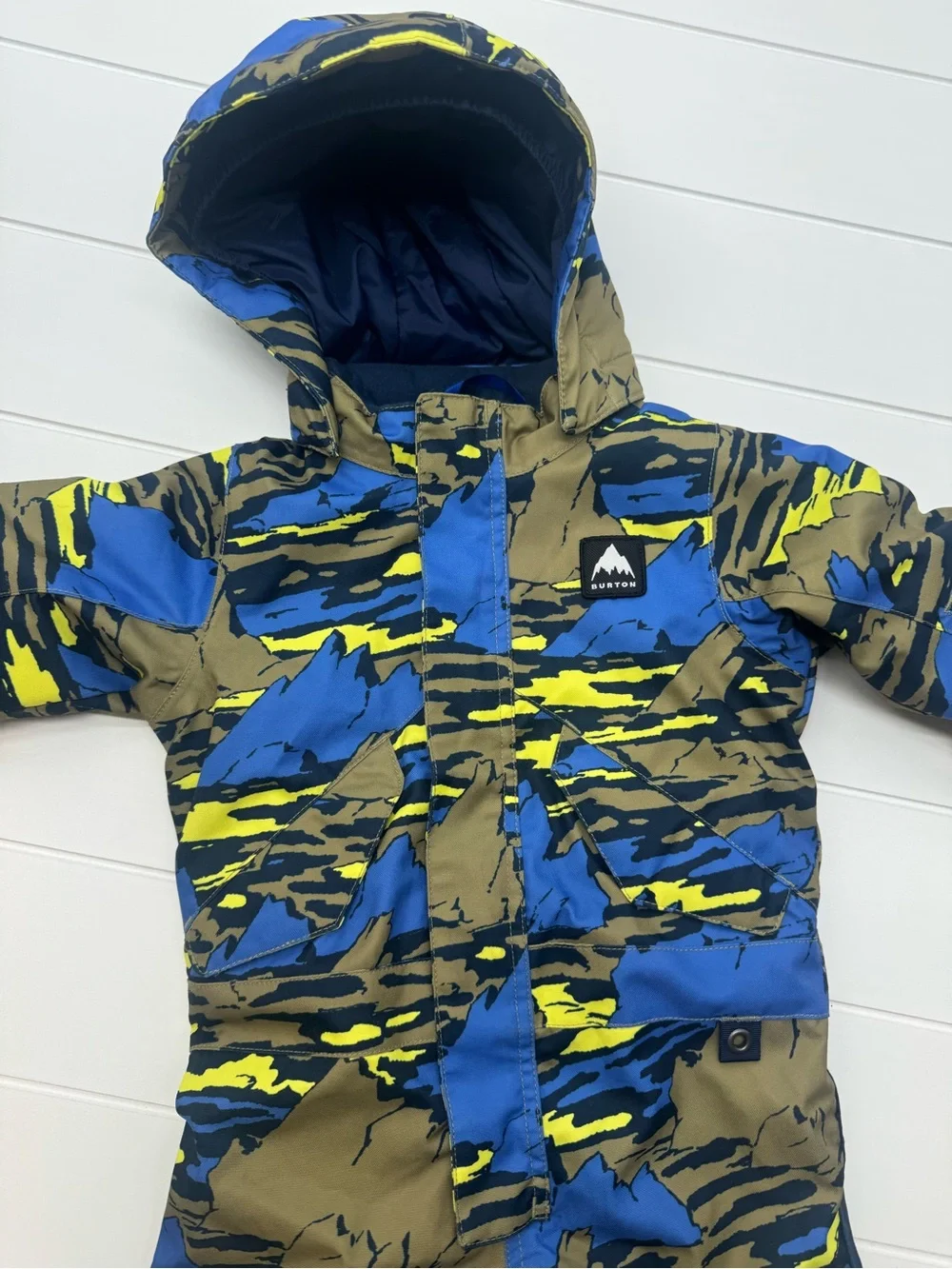 Burton Striker DryRide One Piece Snowsuit Kids Toddler Blue Yellow Camo